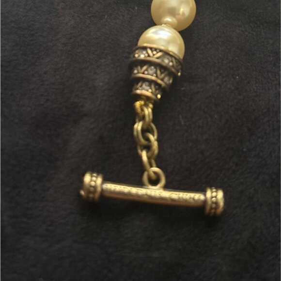 3pc Retired Heidi Daus Art Deco Cream Pearl Toggle Necklace Bracelet Earrings - Picture 4 of 6